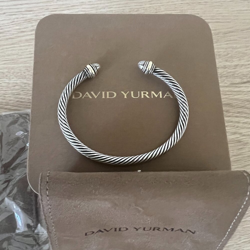 David Yurman Classic Cable Bracelet in Sterling Silver with 14K Yellow Gold and